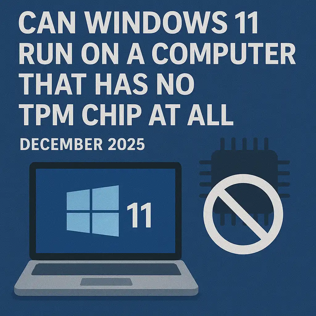 Can Windows 11 Run on a Computer That Has no TPM Chip At All - December 2025 Can Windows 11 Run on a Computer That Has no TPM Chip At All - December 2025