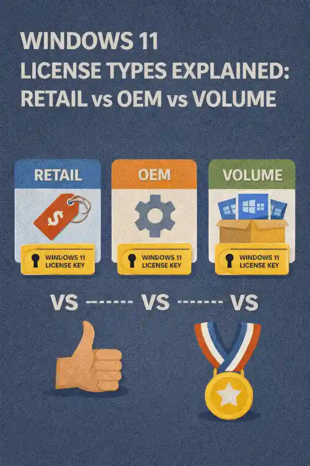 Windows 11 License Types Explained: Retail vs OEM vs Volume Windows 11 License Types Explained: Retail vs OEM vs Volume