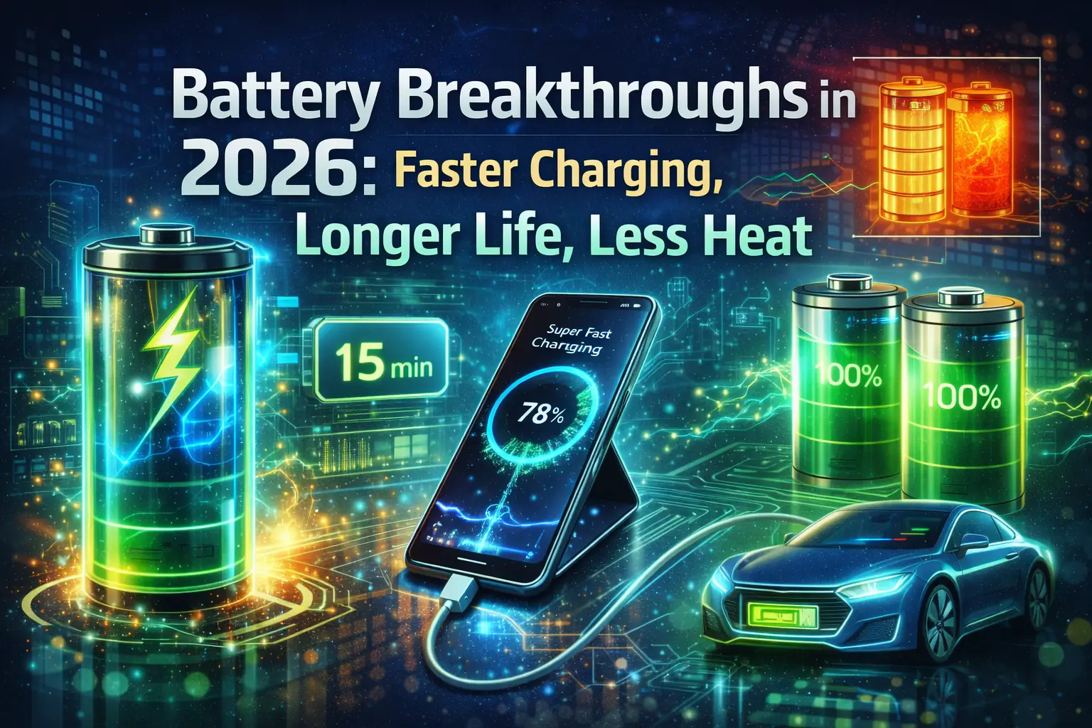 Battery Breakthroughs in 2026: Faster Charging, Longer Life, Less Heat Battery Breakthroughs in 2026: Faster Charging, Longer Life, Less Heat