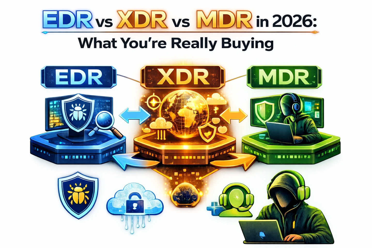 EDR vs XDR vs MDR in 2026: What You’re Really Buying EDR vs XDR vs MDR in 2026: What You’re Really Buying