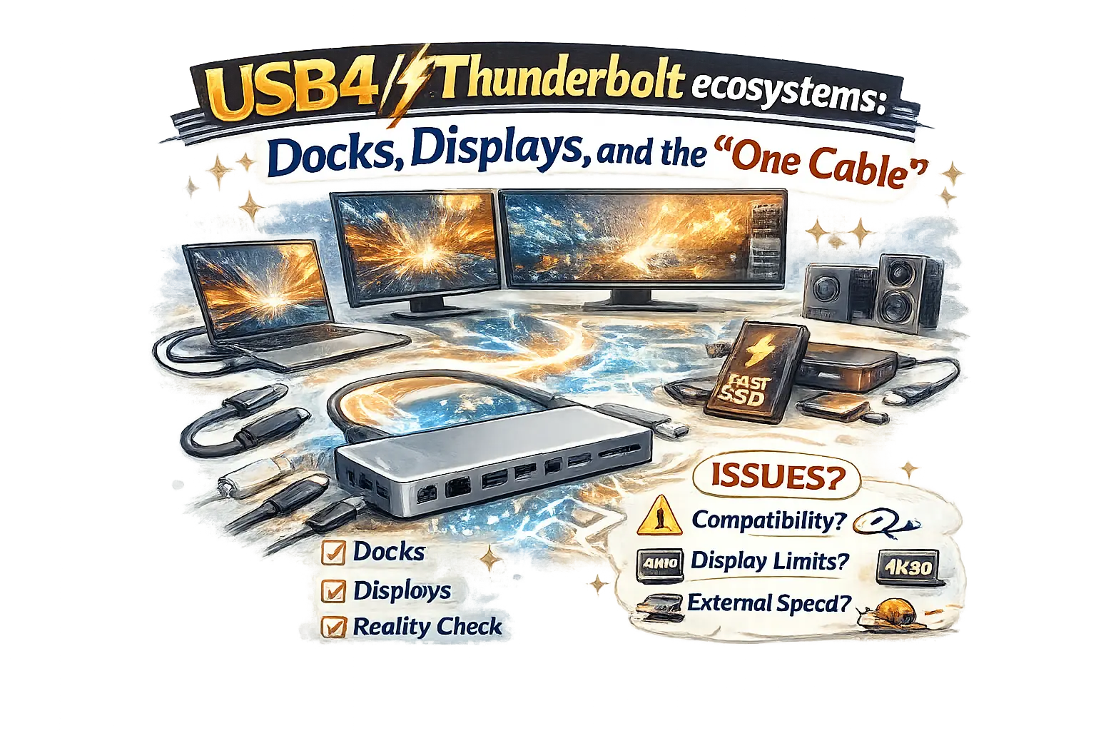 USB4/Thunderbolt ecosystems: docks, displays, and the “one cable” reality check USB4/Thunderbolt ecosystems: docks, displays, and the “one cable” reality check